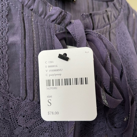 CURRENT Air Free People Pleated Hancock Puff-Sleeve Keyhole Top Size S - Picture 5 of 5